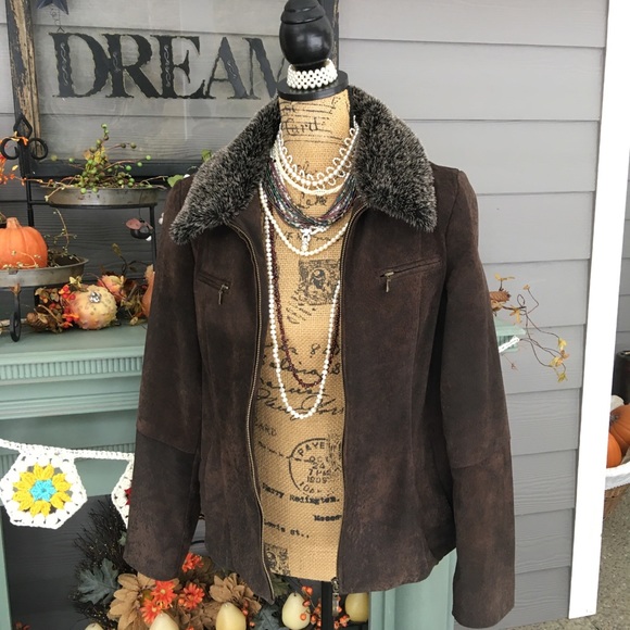 Tribal Jackets & Blazers - Tribal Suede Leather Coat Jacket Brown Size 12